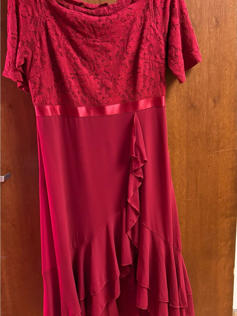 Miusol Red Lace & Satin Trim Dress